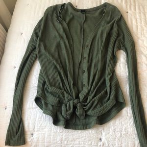 green cardigan